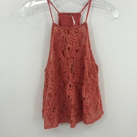 Free People Tops - FREE PEOPLE crochet tank in coral